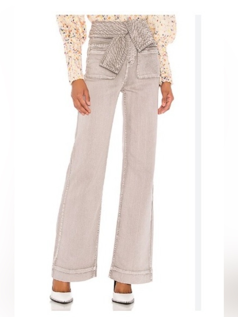 Ulla Johnson Wide-Leg Jeans in Light Taupe